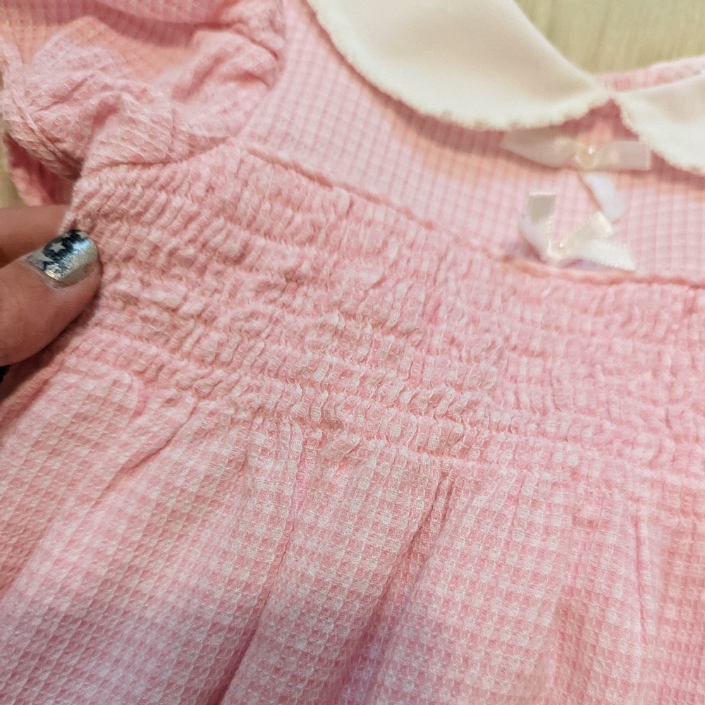 Vintage Baby Togs pink dress with white collar and cute bunny size 3-6 months - Picture 6 of 10